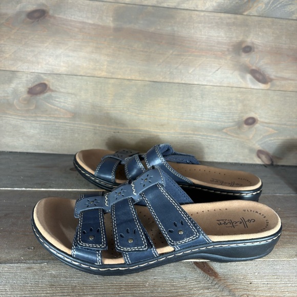 clarks leisa spring womens size 8 shoes blue slip on comfort sandals - Picture 1 of 8
